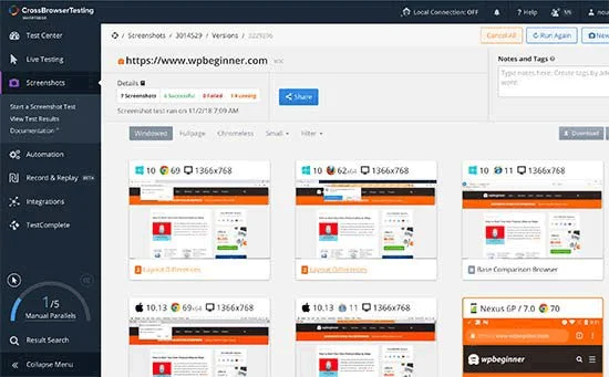 سایت CrossBrowserTesting