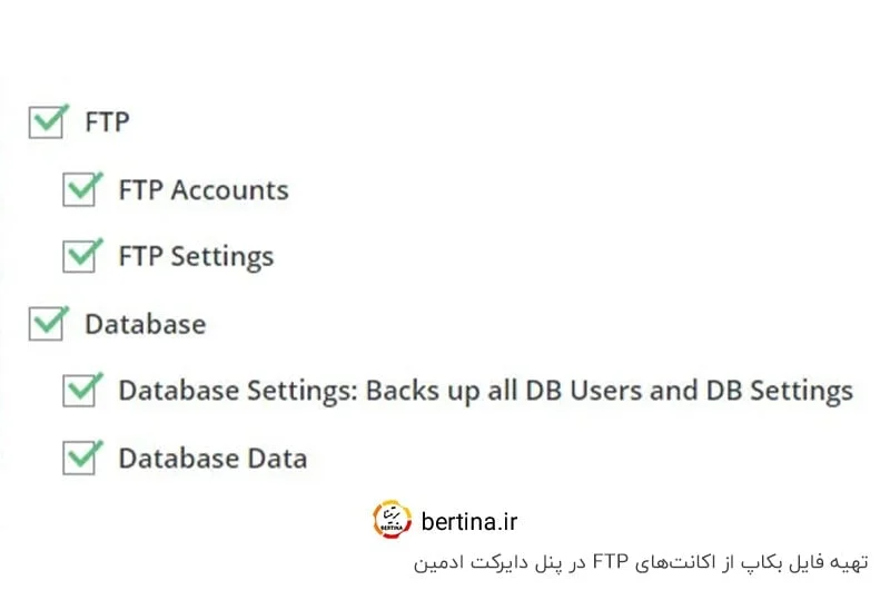 بکاپ از اکانت‌های FTP در دایرکت ادمین