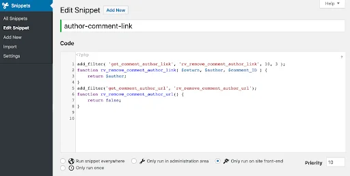 حذف لینک نویسنده نظرات در وردپرس