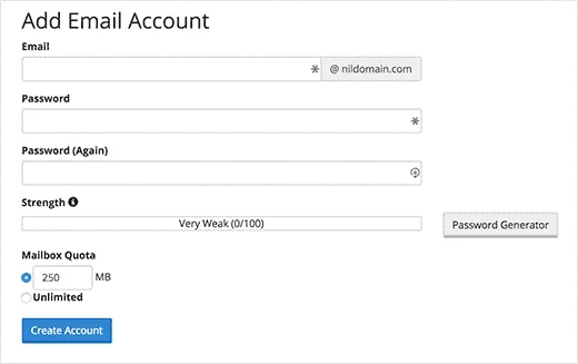 add email account in cpanel