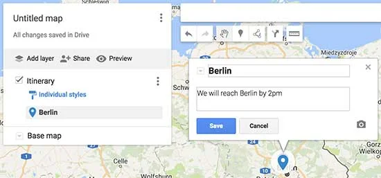 افزودن توضیحات به نقشه در google my maps