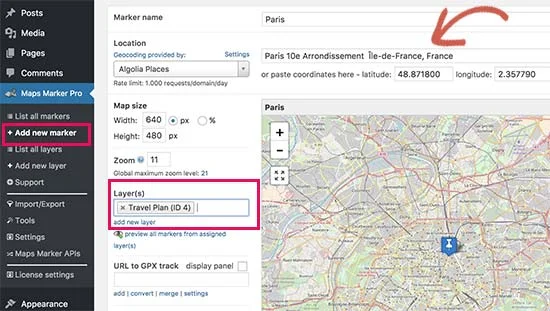 افزودن نشانگر در نقشه تعاملی وردپرس