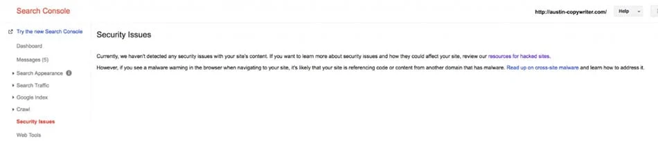 بررسی مشکلات امنیتی سایت در سرچ کنسول گوگل