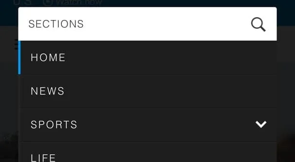 منوی کشویی مخفی