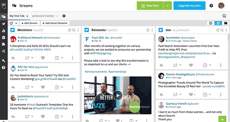 داشبورد ابزار hootsuite