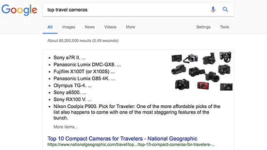 نمایش لیست در نتایج گوگل