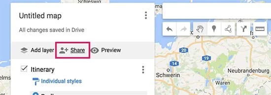 به اشتراک گذاری نقشه در google my maps