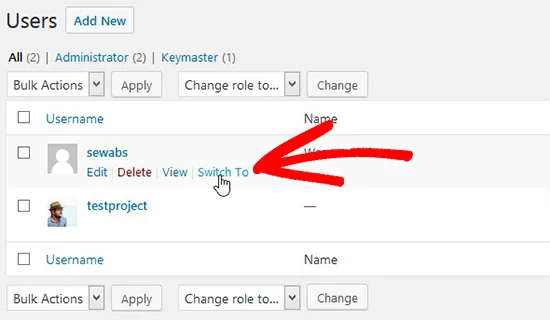 سوئیچ کردن بین اکانت های وردپرس