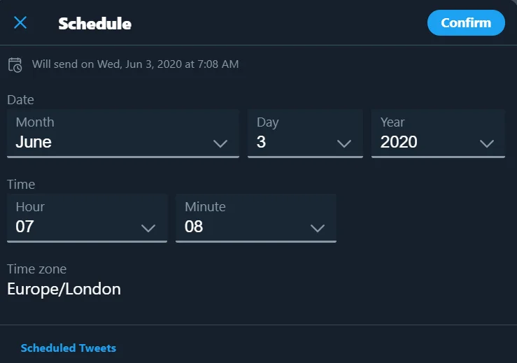 ارسال زمانبدی توییت در نسخه وب توییتر