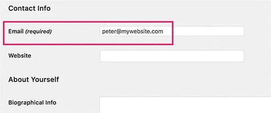 ایمیل کاربر وردپرس